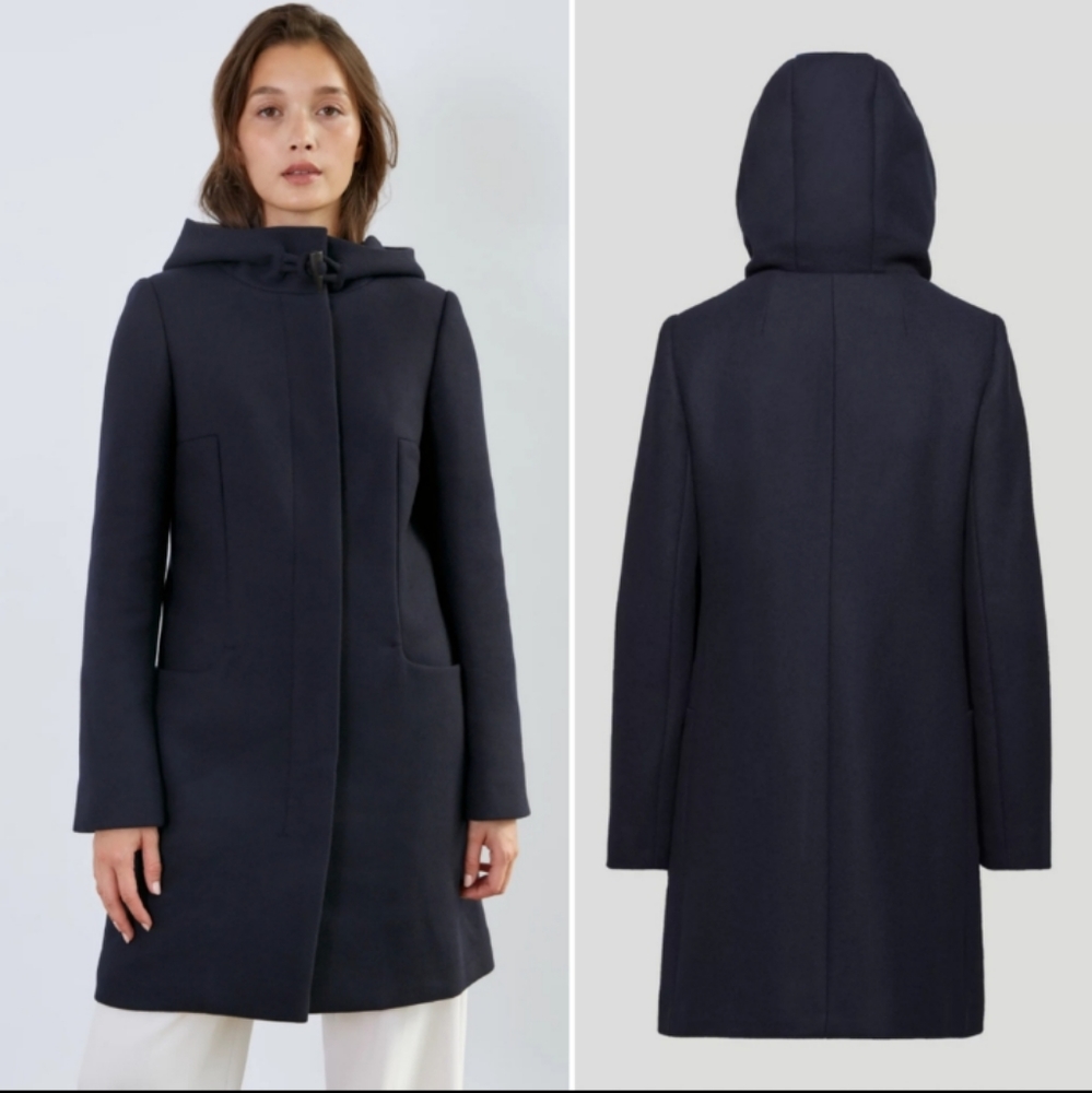BABATON ARITZIA Pearse Wool Cashmere Wool Blend Black Pea Coat Size XS.